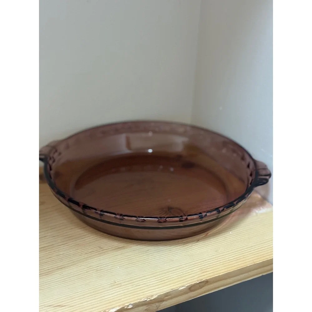 Vintage Amber Glass Pie‎ Plate Corning Ware Oven Microwave Safe